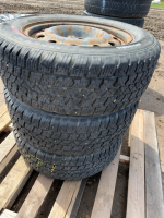 Three winter tires on steel rims