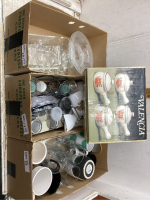 3 BOXES -COFFEE CUPS, GLASSES, DISHES