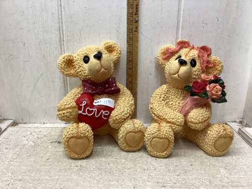 2 RESIN TEDDY BEARS