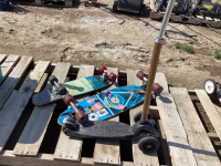 PALLET W/ (2) SKATEBOARDS & 3-WHEEL SCOOTER FOR PARTS