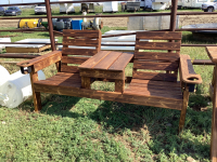 DOUBLE BENCH W/ MIDDLE CONSOLE TABLE