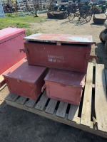 Three steel storage boxes