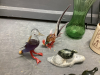 (2) SMALL BOXES OF SMALL MISC COLLECTIBLES - SWAN ASHTRAY, CRYSTAL EAGLE, TOOTHPICK HOLDER, MINI SOAP STONES, GLASS BIRDS, - 3