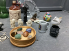 (2) SMALL BOXES OF SMALL MISC COLLECTIBLES - SWAN ASHTRAY, CRYSTAL EAGLE, TOOTHPICK HOLDER, MINI SOAP STONES, GLASS BIRDS, - 4