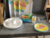BOX MELAMINE BOWLS, PLATES, CUPS, TRAYS + CHIP & DIP DISH