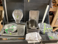 BOX OF BAKING DISHES & STEAM TRAY INSERTS