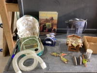 BOX BRITA JUG, SHOWER HEAD, BOOK ON TRACTORS, HAIRDRYER & COOCOO CLOCK