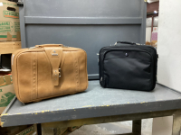 VINTAGE SAMSONITE SOFT SIDED BROWN SUITCASE AND DELL LAPTOP BAG