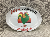 VINTAGE PLASTIC KELLOGG'S CORNFLAKES PLATTER ON STAND