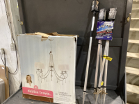 5 SOLAR YARD LIGHTS + DEBBIE TRAVIS HANGING LIGHT FIXTURE