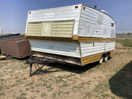 TRAILER CONVERTED INTO AN ICE FISHING SHACK