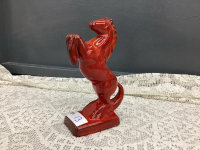 RED REARING POTTERY HORSE - UNMARKED