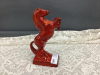 RED REARING POTTERY HORSE - UNMARKED - 2