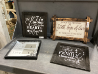 4 WOOD FRAME WALL DECOR PIECES