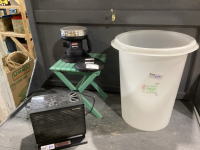 WINE MAKING BARREL, STOOL, SEABREEZE HEATER, COLEMAN HEATER