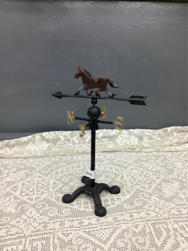 SMALL CAST TABLETOP WEATHERVANE WITH HORSE