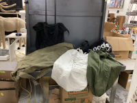 BOX W/ ROLLING DUFFEL BAG & CANVAS SACK BAGS