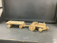 HANDMADE WOOD TRACTOR & TRAILER