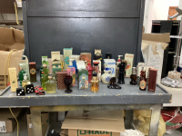 COLLECTION OF VINTAGE AVON ITEMS - PERFUME BOTTLES, BUD VASE, LOTION DISPENSERS, SALT & PEPPER SHAKERS