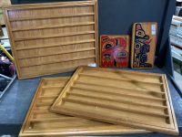 WOODEN ABSTRACT ART, 3 WOODEN DISPLAY BOARDS