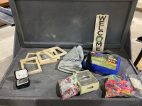 POP UP GAZEBO, MEDICINE BALL, PUMP + CRAFTING SUPPLIES