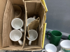 BOX & BUCKET OF DISHWARE - 4
