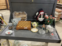 CHECKER/BACK GAMMON BOARD W/STORAGE + DECOR + JEWELRY BOX