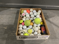 FLAT GOLF BALLS, TENNIS BALLS & TEES