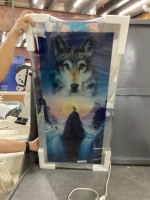 LIGHTED WOLF PICTURE WITH FAINT BACKGROUND HOWLING NOISE