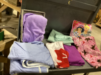 BATH ROBE, PILLOW, BLANKET, BEDDING