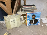 WOOD CRATE W/ RECORDS
