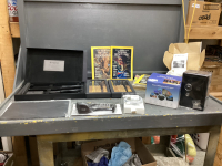 (12) NEW STEAK KNIVES, LAGUIOLE 3-PC KNIFE SET W/ SLATE CUTTING BOARD, MINI SAFE, APPLE WATCH CHARGER & MORE