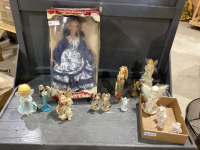 BOX ANGEL FIGURINES + PORCELIN DOLL