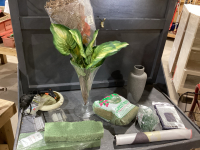 GREENERY, FOAM, VASES, MOSS, FABRIC, GLUE GUN & STICKS,