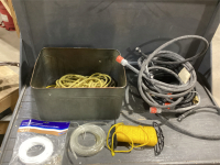 METAL TUB W/GARDEN HOSES, POLY ROPE, WATER SUPPLY HOSE, POLY HOSE