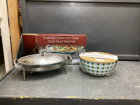 STAINLESS STEEL FOOD WARMER AND SALAD BOWL SET