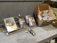 BOX W/ POT LIGHT FIXTURE AND USED OF DOOR KNOBS