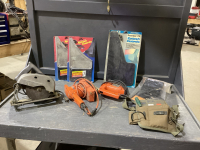 BOX W/TOOL BELT,B+D JIGSAW + SANDER , OLD SHOPMATE 6 1/4&rdquo; CIRCULAR SAW