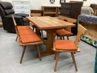 WOOD TABLE W/ BENCH & (4) CHAIRS