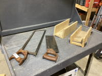 BOX W/ (1) MEAT SAW + (1) BACK SAW + (2) MITRE BOXES