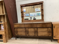 VINTAGE 9-DRAWER DRESSER AND UNMATCHED MIRROR