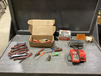 MILWAUKEE M12 -18 CHARGER, INVERTER, LIGHTS, LIGHT COVERS, SCREWDRIVERS