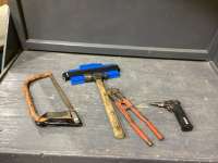 FLAT W/ BALL PEEN HAMMER, BOLT CUTTERS, HACKSAW, TOOL TO TRACE ABSTRACT LINES