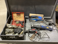 FLAT OF MULTI CRAFTER KIT, JIGSAW, RECPROCATING SAW, HAND PLANE, SKIL CORDED DRILL, INNER TUBES, SOLDERING GUN