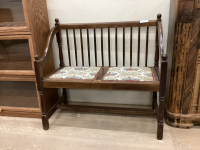 ANTIQUE ENTRYWAY BENCH W/ UPHOLSTERED SET