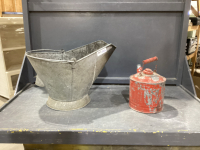 ANTIQUE COAL BUCKET & METAL GAS CAN