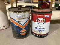 (2) VNTAGE METAL OIL CANS - GULF & ESSO