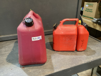 (2) JERRY CANS - ONE IS 5 GALLON, ONE 2 COMPARTMENT UNIT