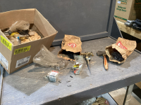BOX W/MEAT TENDERIZER, SPRINKLER HEAD, NAILS, SCREWS