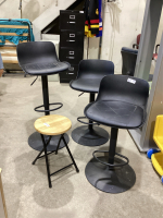 (3) SWIVEL CHAIRS, (1) FOLDING STOOL
